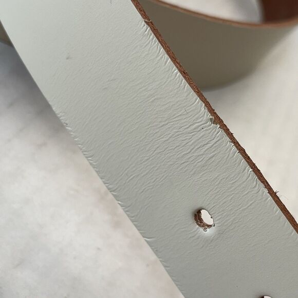 Anthropologie Multi-Keeper Brass Loops Cream Cow Leather Belt Plus Size 3XL - Picture 16 of 16